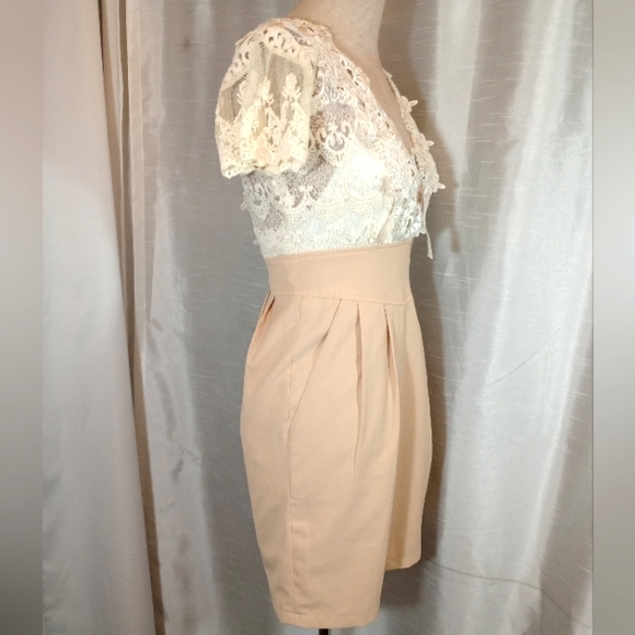 Royal Party Dress, TAG, Mini Ivory Lace Empire Waist, beige Skirt+Camisole, 6 - Picture 7 of 14